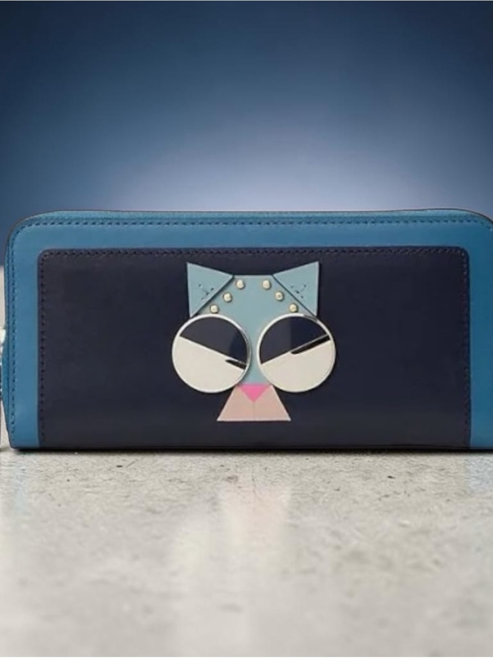 Kate Spade Spademals Smitten Kitten Slim Continental Wallet Cat Print